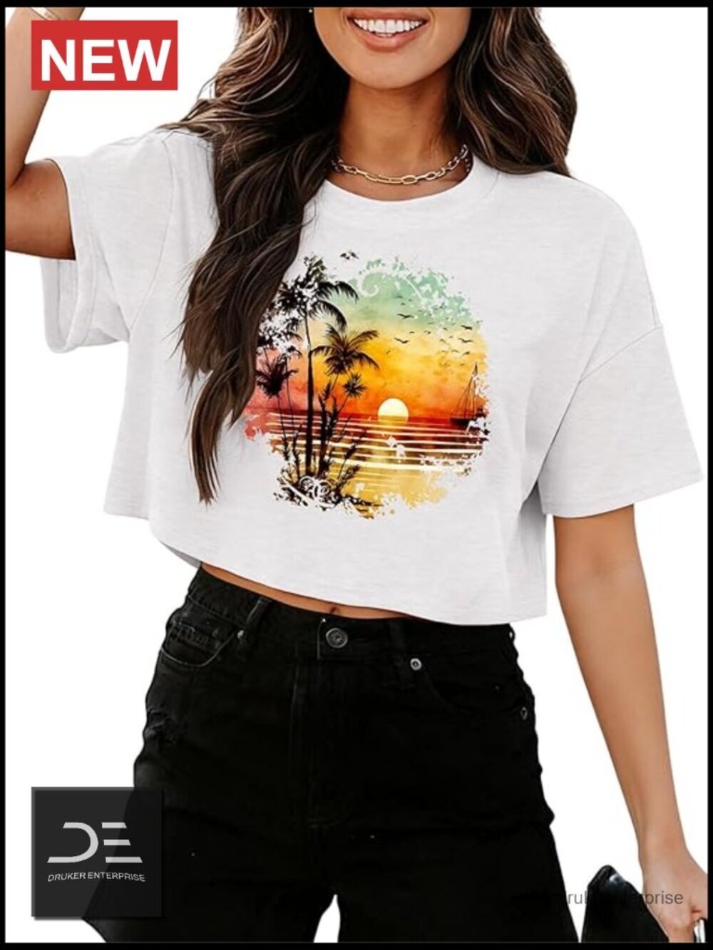 Short Sleeve Crop Top Graphic Tee Casual Loose Fit Blouse